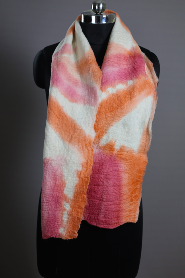 Handmade Merino Wool Wet Felted Naturally Dyed Scarf