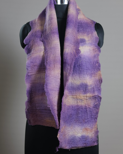 Handmade Merino Wool Wet Felted Naturally Dyed Scarf