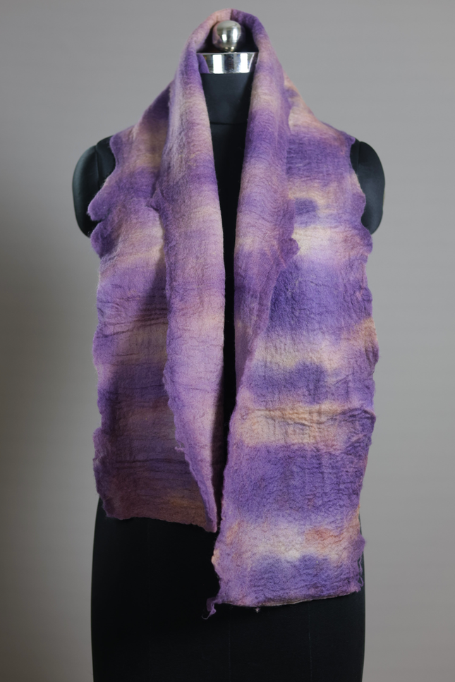 Handmade Merino Wool Wet Felted Naturally Dyed Scarf
