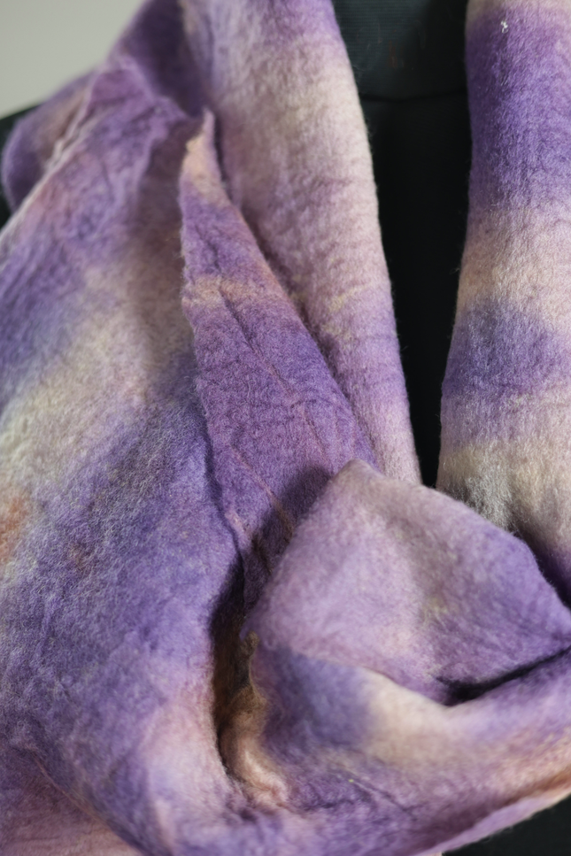 Handmade Merino Wool Wet Felted Naturally Dyed Scarf