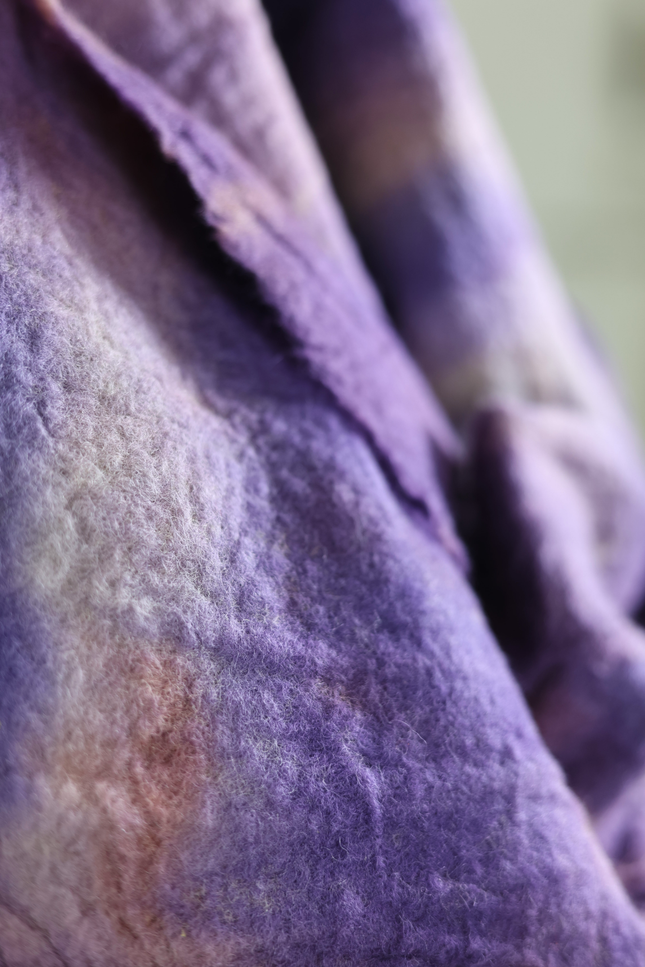 Handmade Merino Wool Wet Felted Naturally Dyed Scarf