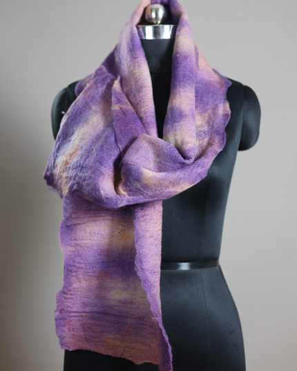Handmade Merino Wool Wet Felted Naturally Dyed Scarf