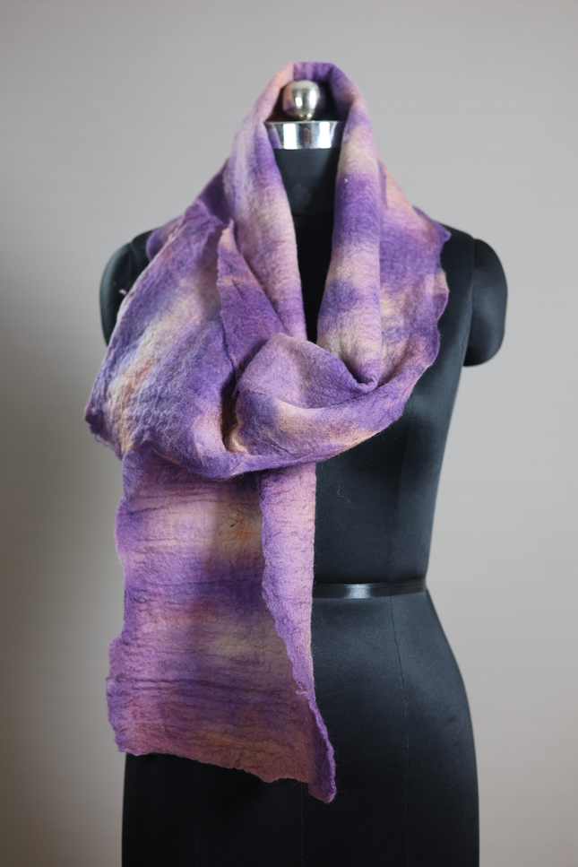 Handmade Merino Wool Wet Felted Naturally Dyed Scarf