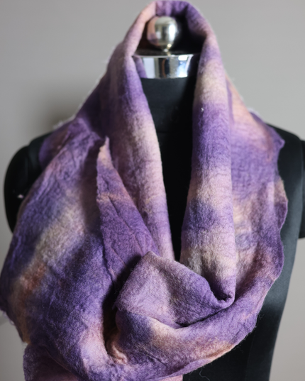 Handmade Merino Wool Wet Felted Naturally Dyed Scarf