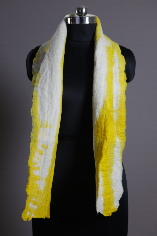 Handmade Merino Wool Wet Felted Naturally Dyed Scarf