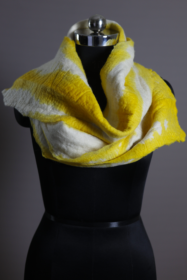 Handmade Merino Wool Wet Felted Naturally Dyed Scarf