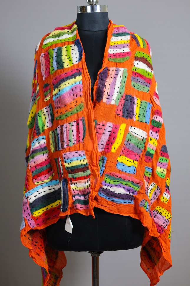 Handmade Merino Wool Wet Felted Naturally Dyed Scarf