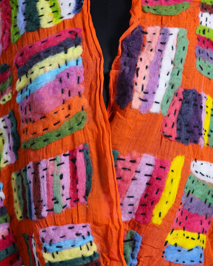 Handmade Merino Wool Wet Felted Naturally Dyed Scarf