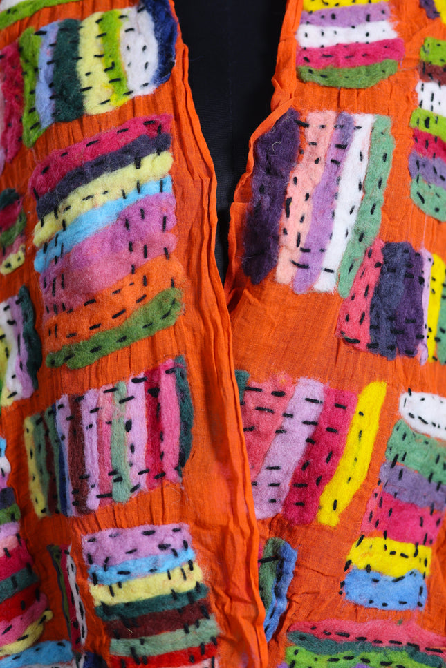 Handmade Merino Wool Wet Felted Naturally Dyed Scarf