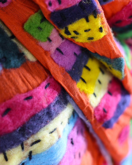 Handmade Merino Wool Wet Felted Naturally Dyed Scarf