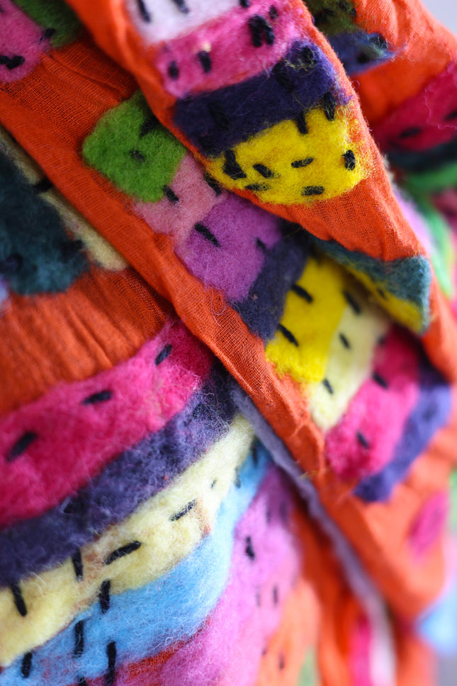 Handmade Merino Wool Wet Felted Naturally Dyed Scarf