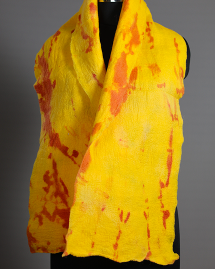 Handmade Merino Wool Wet Felted Naturally Dyed Scarf