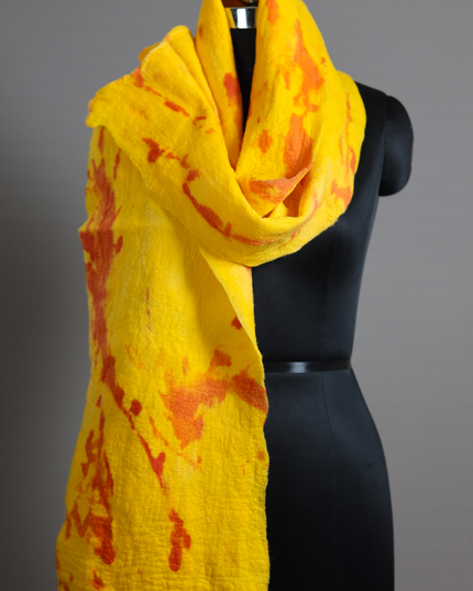 Handmade Merino Wool Wet Felted Naturally Dyed Scarf