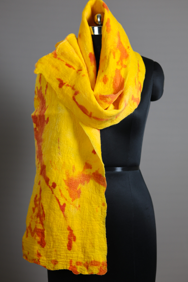 Handmade Merino Wool Wet Felted Naturally Dyed Scarf