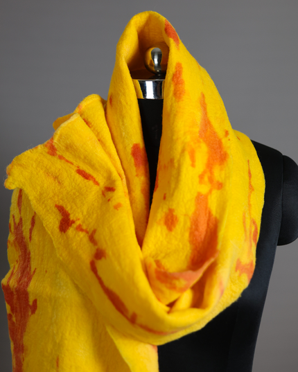 Handmade Merino Wool Wet Felted Naturally Dyed Scarf