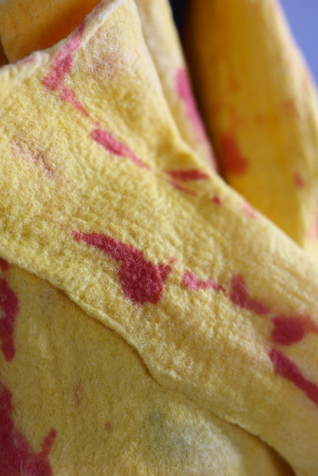 Handmade Merino Wool Wet Felted Naturally Dyed Scarf