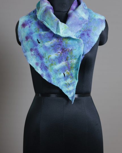 Handmade Merino Wool Wet Felted Naturally Dyed Scarf