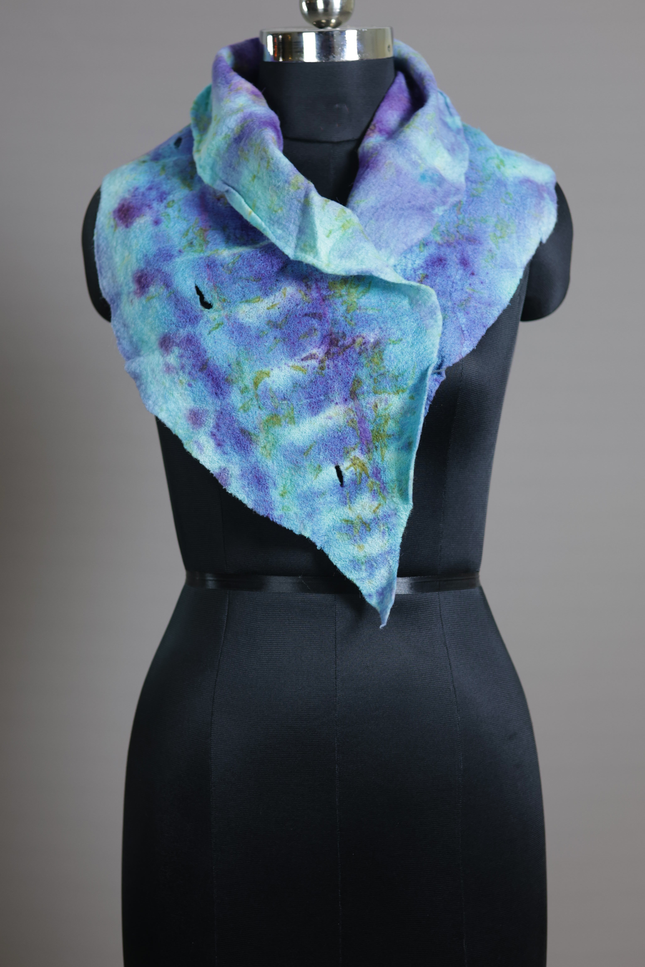 Handmade Merino Wool Wet Felted Naturally Dyed Scarf