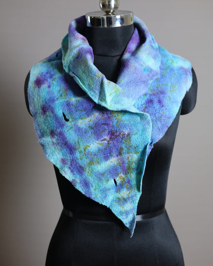 Handmade Merino Wool Wet Felted Naturally Dyed Scarf
