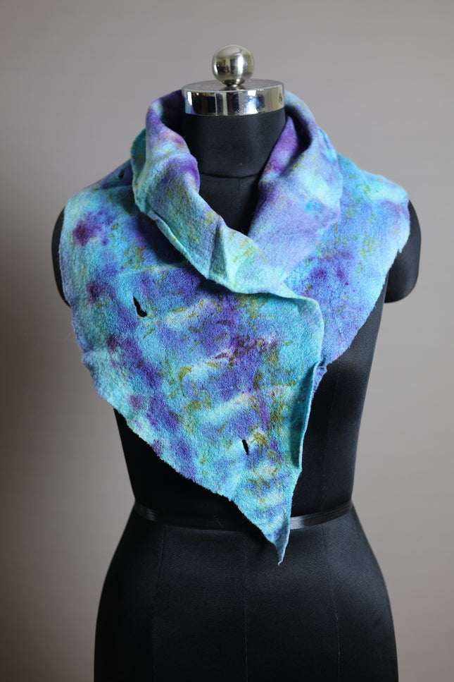 Handmade Merino Wool Wet Felted Naturally Dyed Scarf