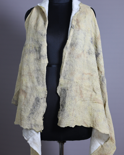 Handmade Merino Wool Wet Felted Naturally Dyed Scarf