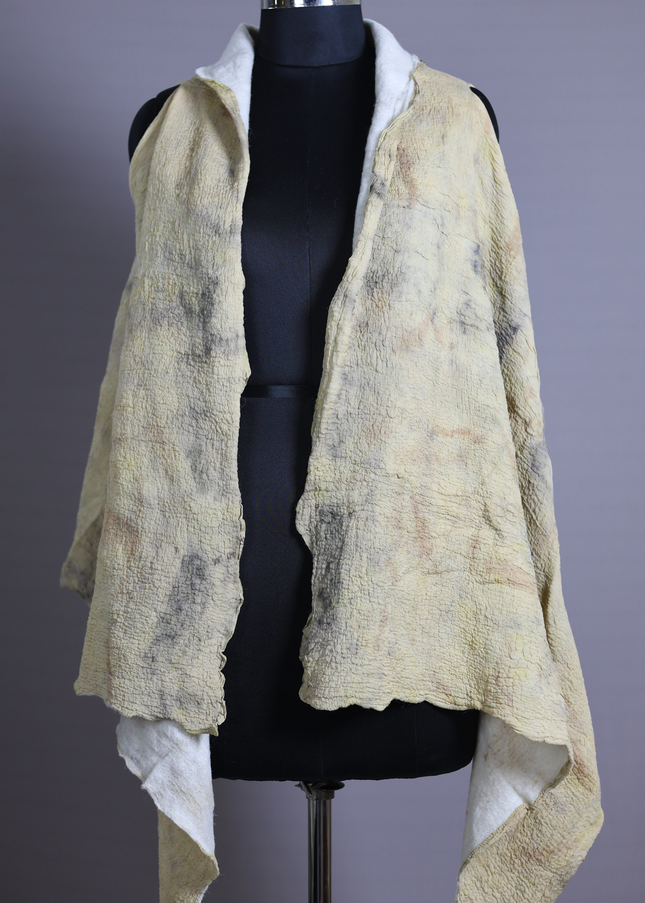 Handmade Merino Wool Wet Felted Naturally Dyed Scarf