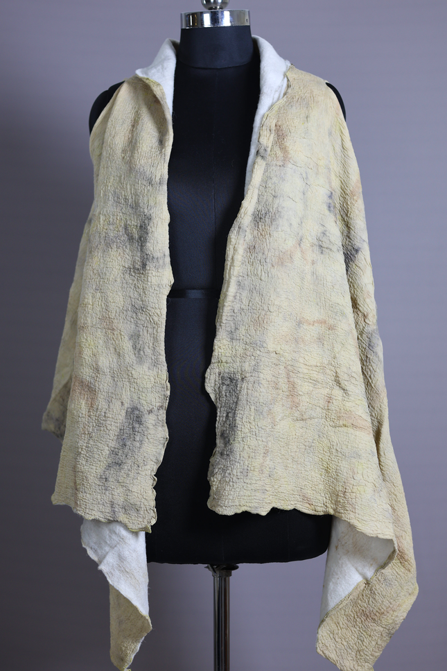 Handmade Merino Wool Wet Felted Naturally Dyed Scarf