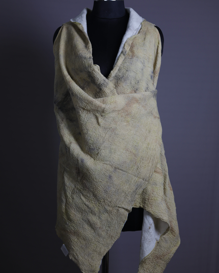 Handmade Merino Wool Wet Felted Naturally Dyed Scarf