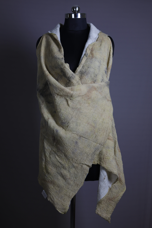 Handmade Merino Wool Wet Felted Naturally Dyed Scarf