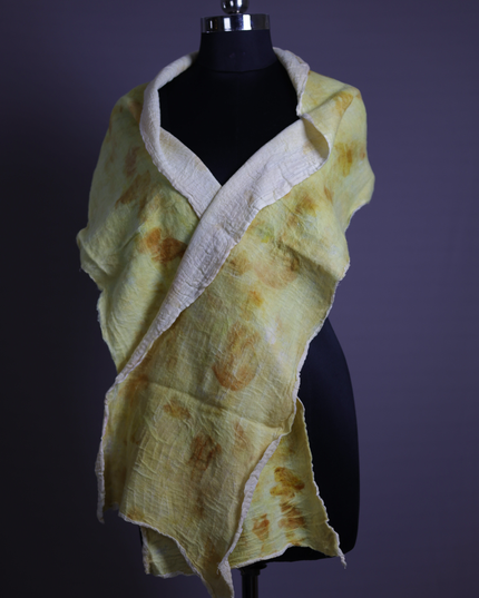 Handmade Merino Wool Wet Felted Naturally Dyed Scarf