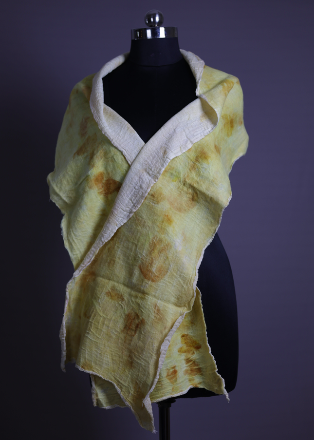 Handmade Merino Wool Wet Felted Naturally Dyed Scarf