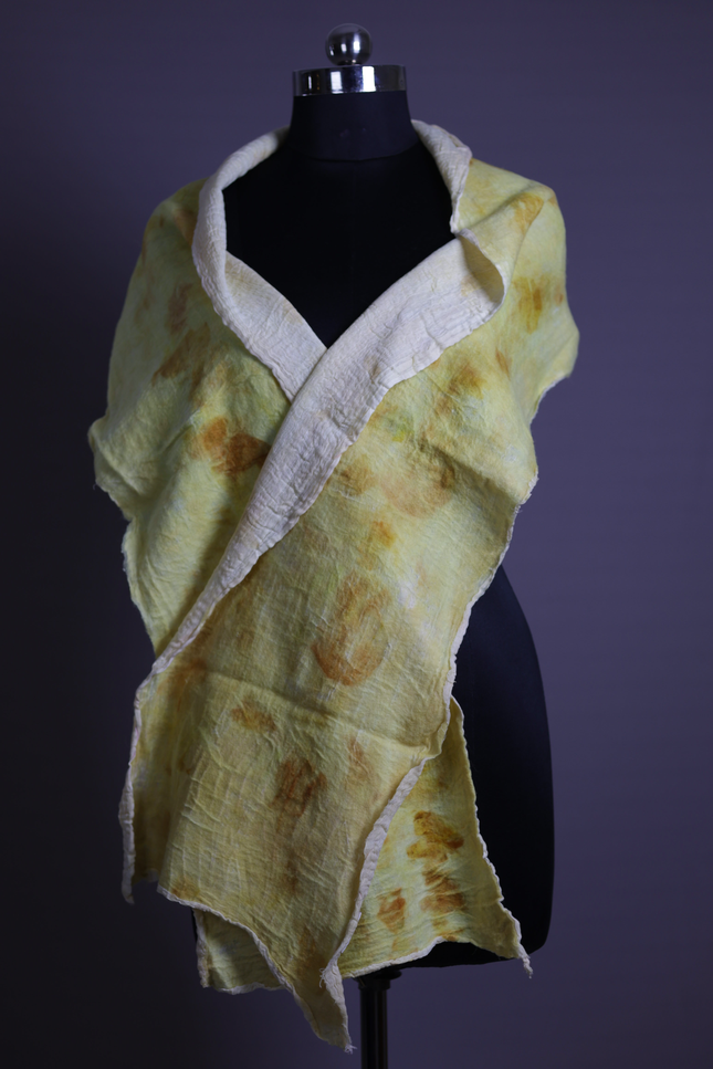 Handmade Merino Wool Wet Felted Naturally Dyed Scarf