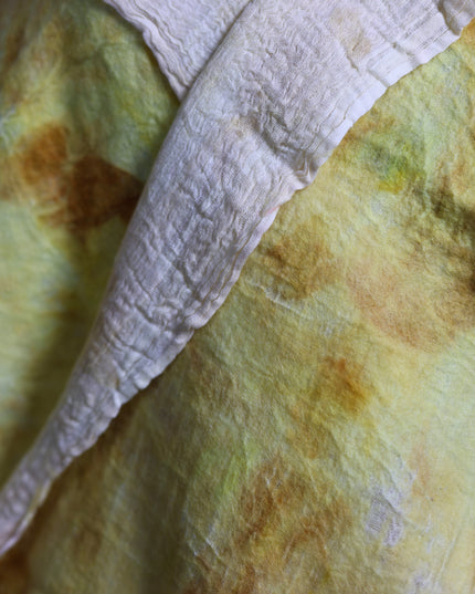 Handmade Merino Wool Wet Felted Naturally Dyed Scarf