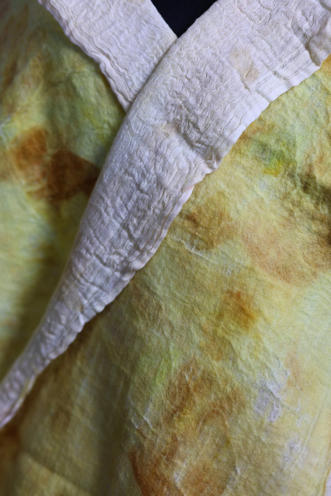 Handmade Merino Wool Wet Felted Naturally Dyed Scarf