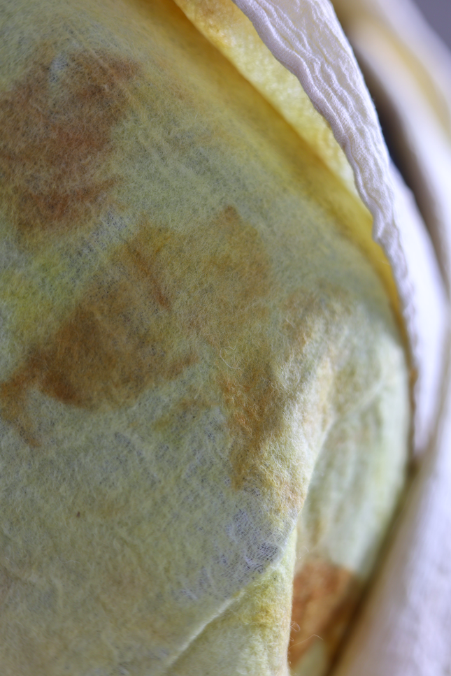 Handmade Merino Wool Wet Felted Naturally Dyed Scarf