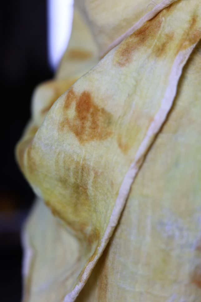 Handmade Merino Wool Wet Felted Naturally Dyed Scarf