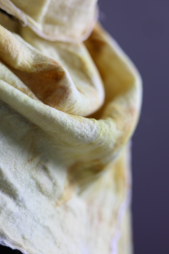 Handmade Merino Wool Wet Felted Naturally Dyed Scarf