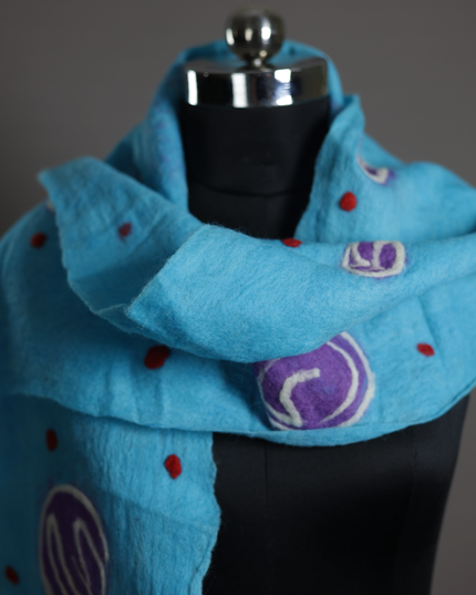 Handmade Merino Wool Wet Felted Naturally Dyed Scarf