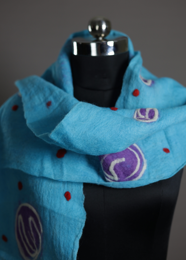 Handmade Merino Wool Wet Felted Naturally Dyed Scarf