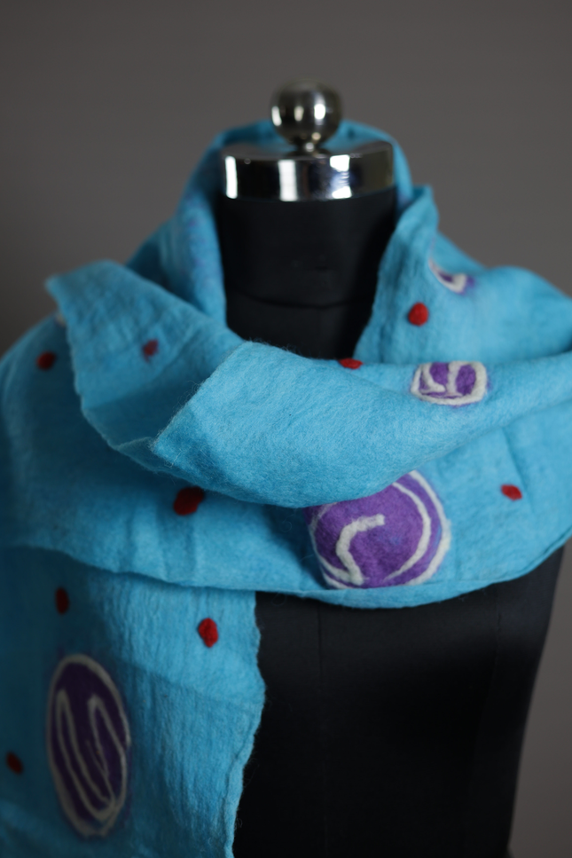 Handmade Merino Wool Wet Felted Naturally Dyed Scarf