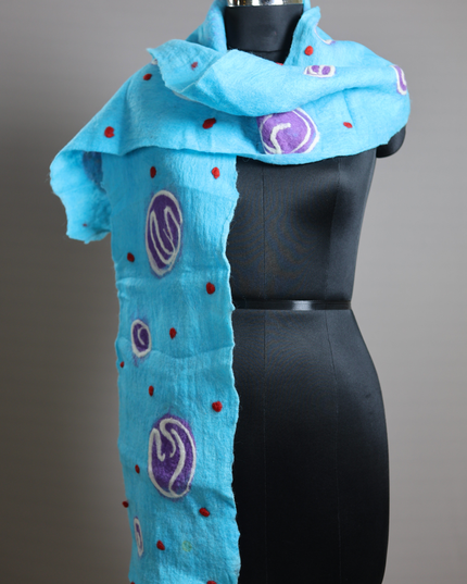 Handmade Merino Wool Wet Felted Naturally Dyed Scarf