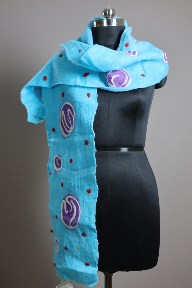 Handmade Merino Wool Wet Felted Naturally Dyed Scarf