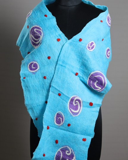 Handmade Merino Wool Wet Felted Naturally Dyed Scarf