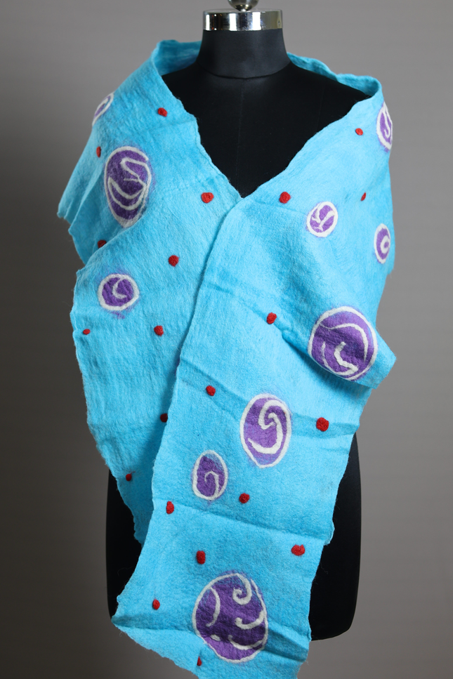 Handmade Merino Wool Wet Felted Naturally Dyed Scarf