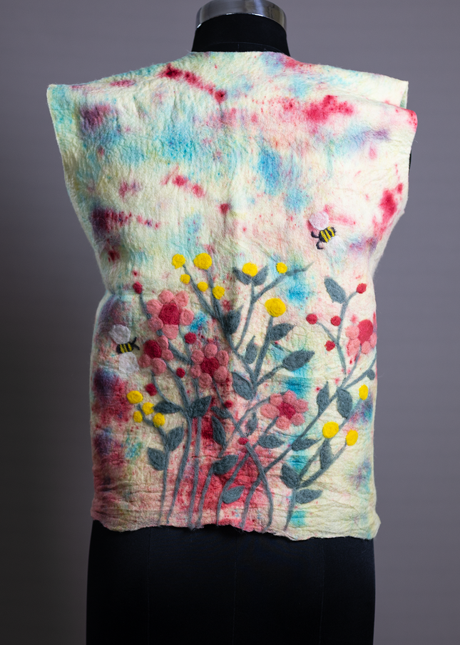 Handmade wetfelted merino wool vest