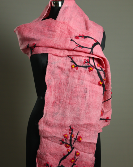 Handmade Merino Wool Wet Felted Naturally Dyed Scarf