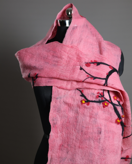 Handmade Merino Wool Wet Felted Naturally Dyed Scarf