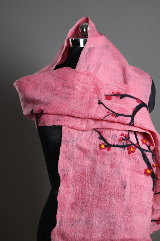 Handmade Merino Wool Wet Felted Naturally Dyed Scarf