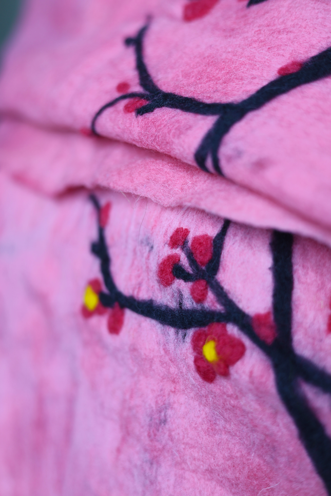 Handmade Merino Wool Wet Felted Naturally Dyed Scarf