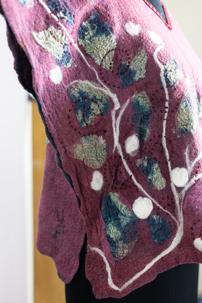 Handmade wetfelted merino wool vest